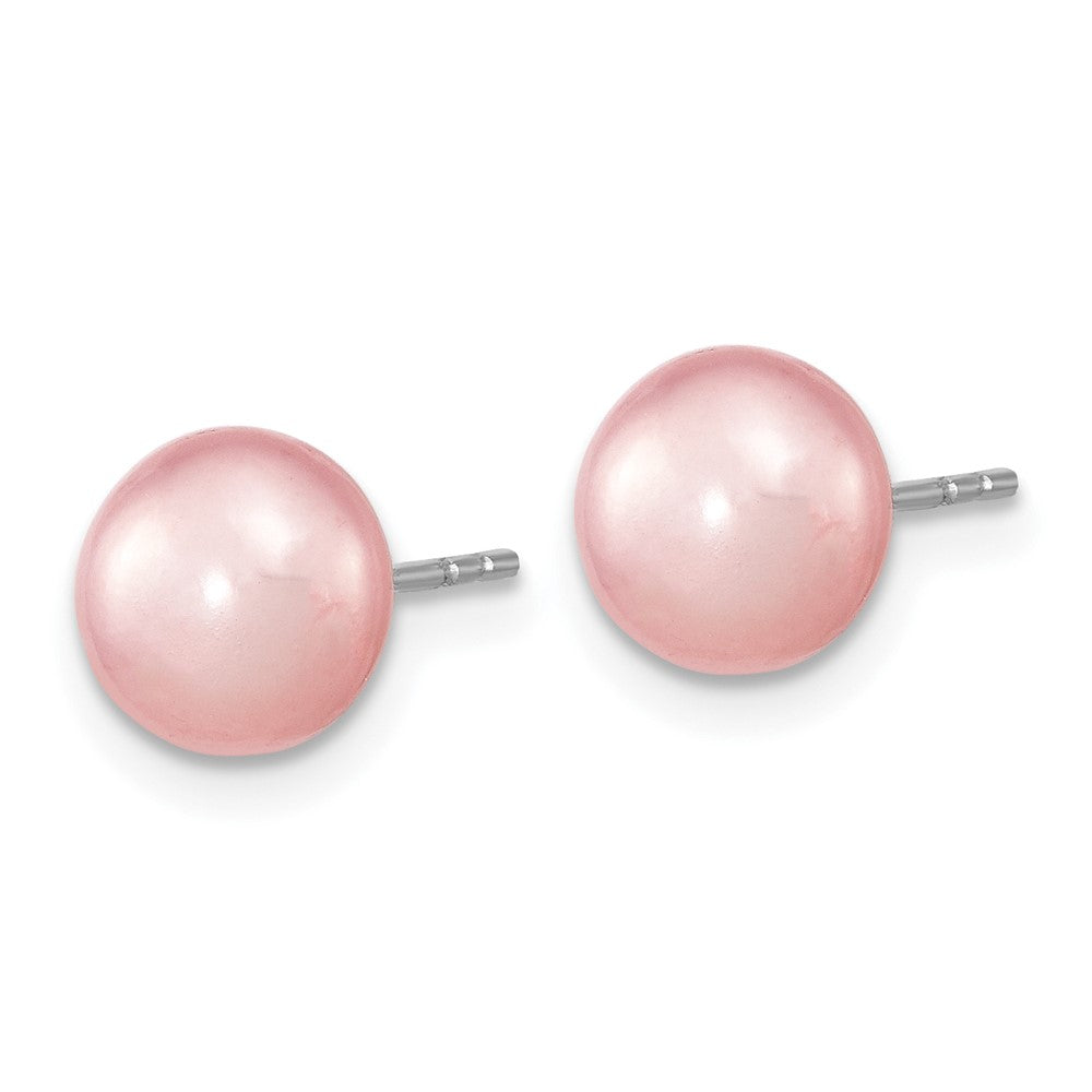 Sterling Silver Rh-P 7-8mm Pink Fwc Pearl Earring Bracelet Necklace Set