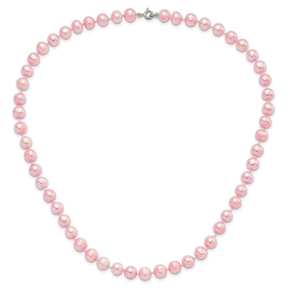 Sterling Silver Rh-P 7-8mm Pink Fwc Pearl Earring Bracelet Necklace Set