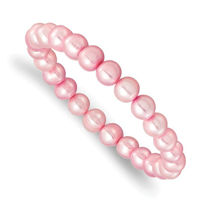 Sterling Silver Rh-P 7-8mm Pink Fwc Pearl Earring Bracelet Necklace Set