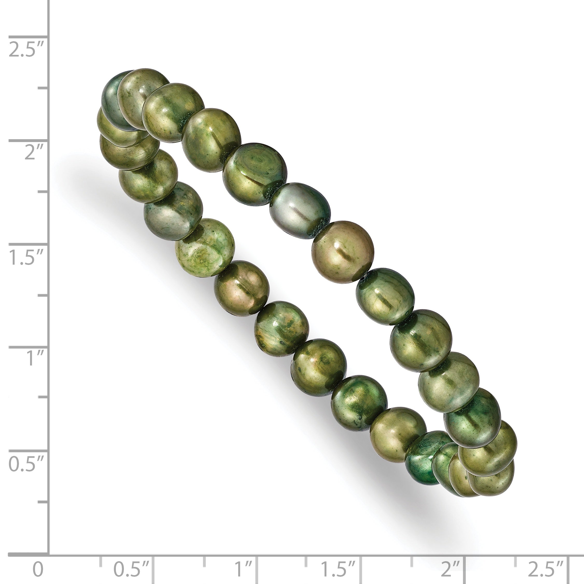 Fashion 6-7mm Green Semi-Round Freshwater Cultured Pearl Stretch Bracelet