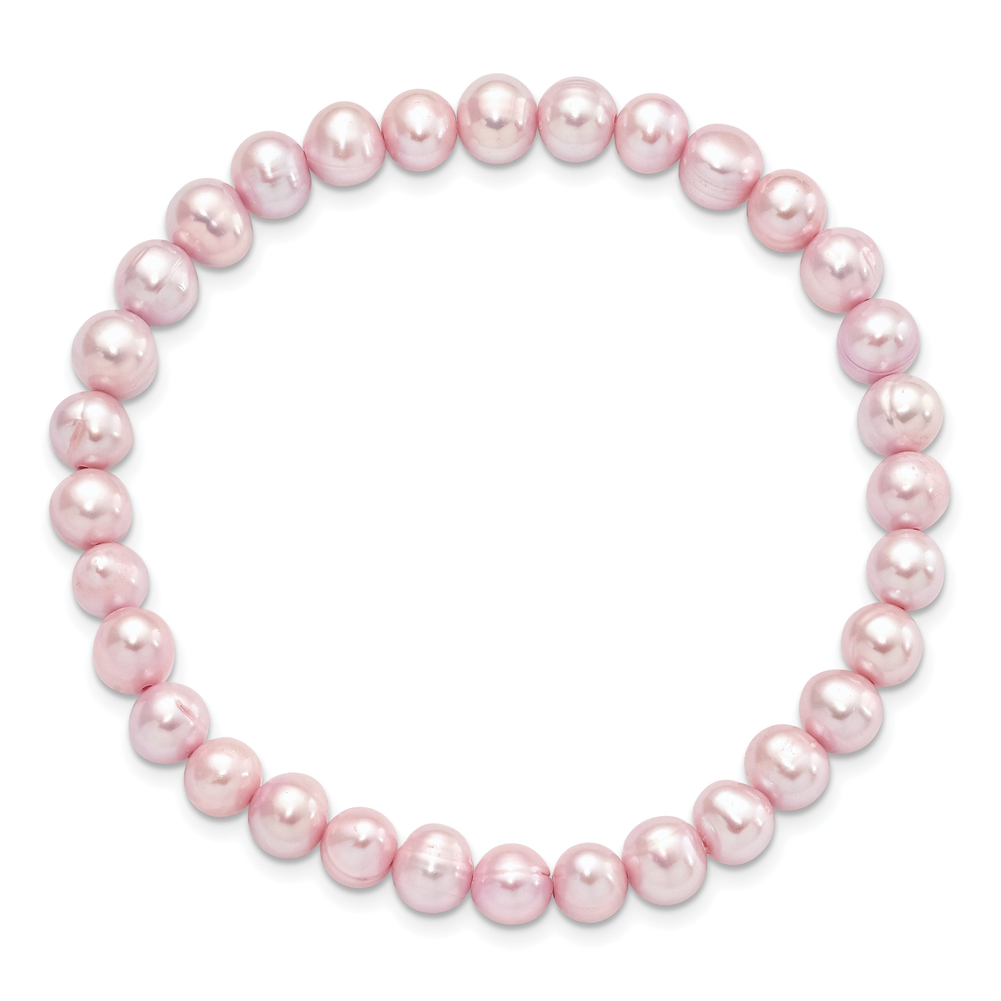 Fashion 6-7mm Pink Semi-Round Freshwater Cultured Pearl Stretch Bracelet