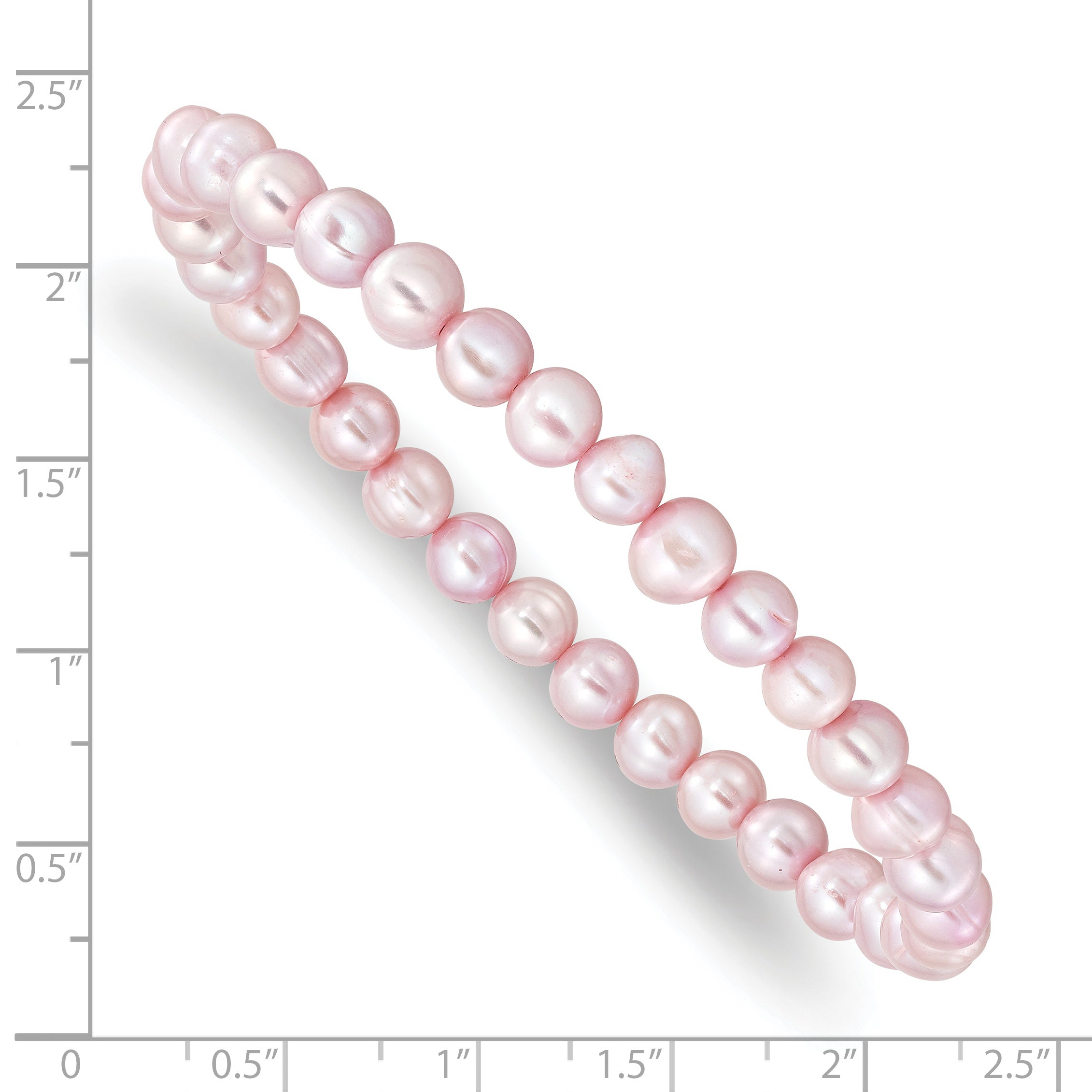 Fashion 6-7mm Pink Semi-Round Freshwater Cultured Pearl Stretch Bracelet