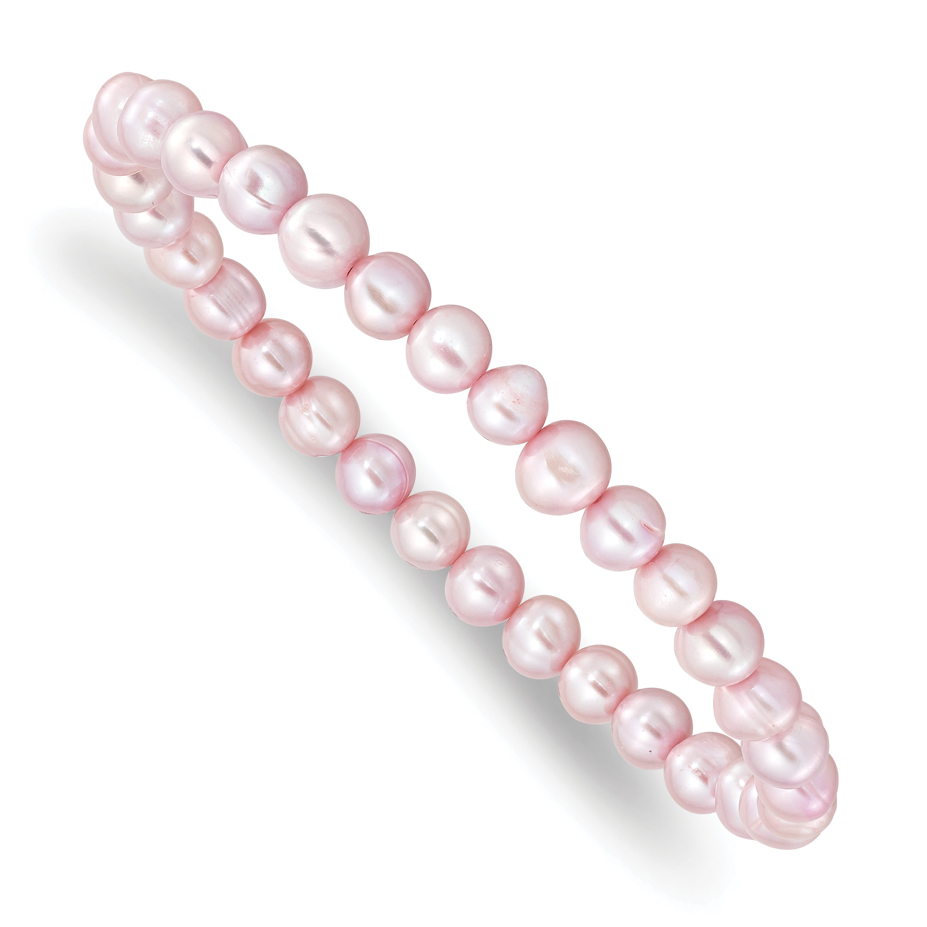 Fashion 6-7mm Pink Semi-Round Freshwater Cultured Pearl Stretch Bracelet