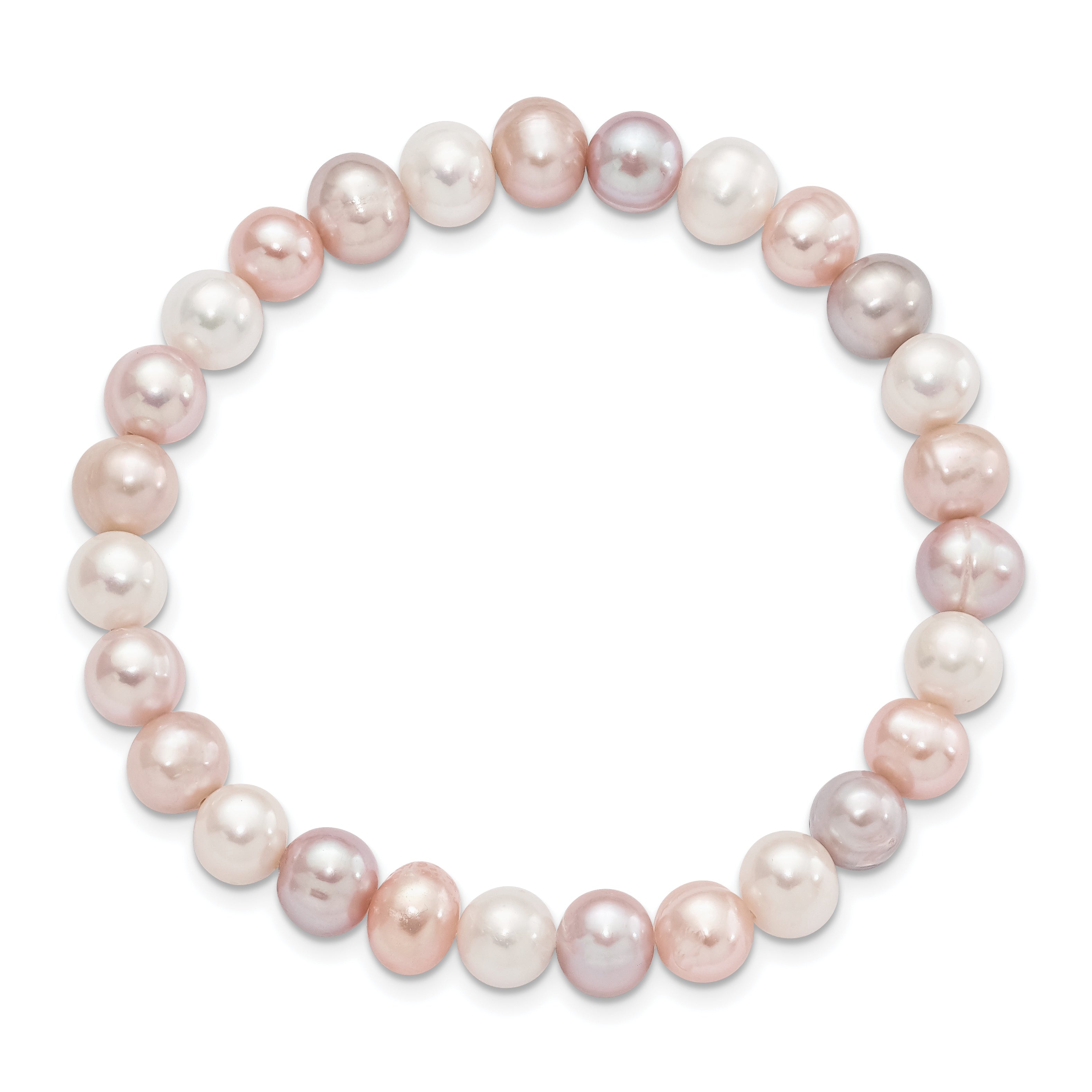 Fashion 6-7mm White/Pink/Purple Semi-Round Fwc Pearl Stretch Bracelet