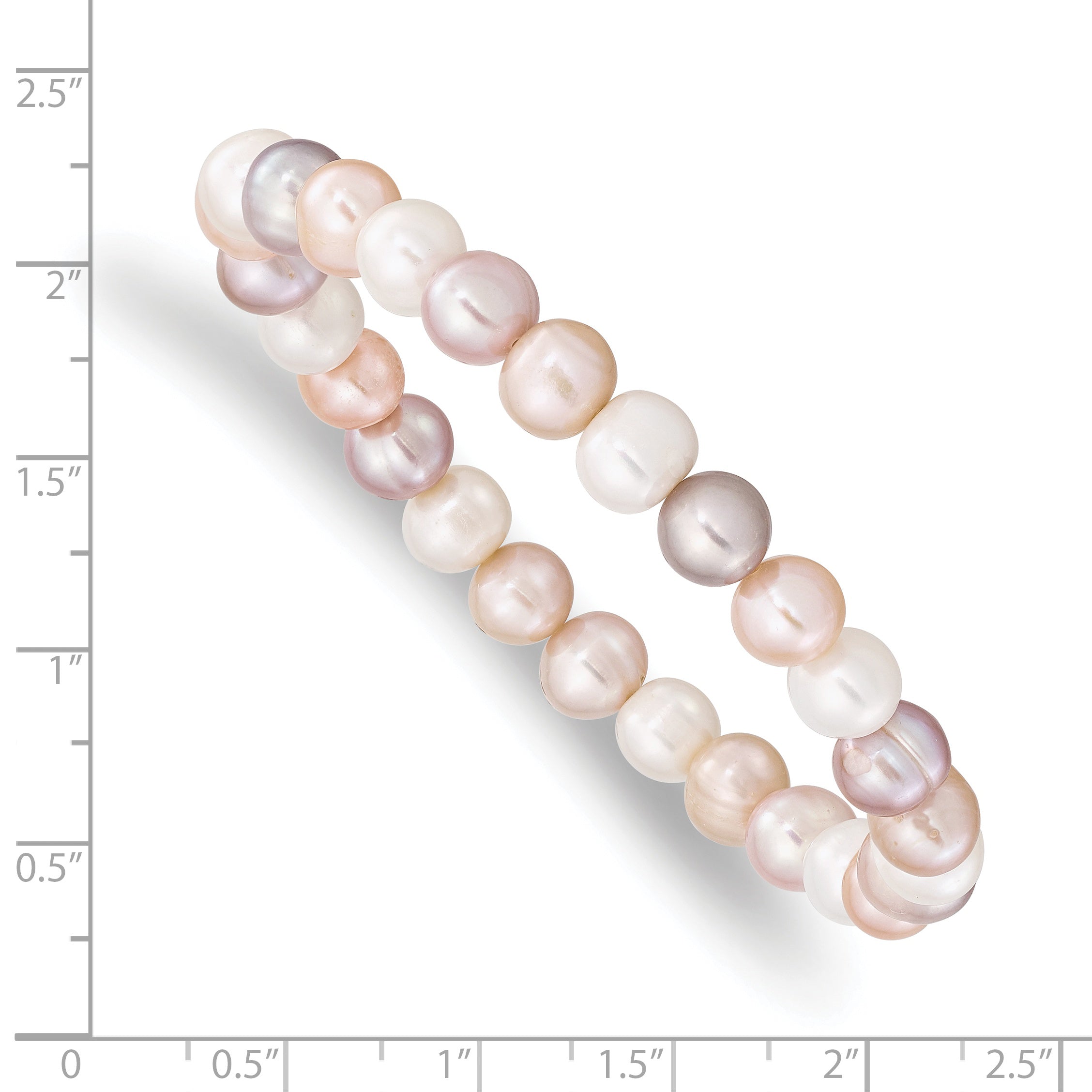 Fashion 6-7mm White/Pink/Purple Semi-Round Fwc Pearl Stretch Bracelet