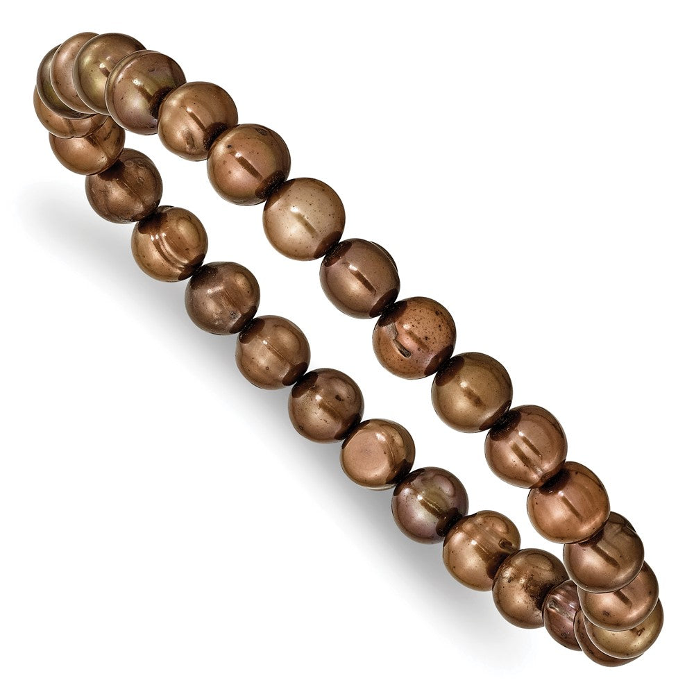 Fashion 6-7mm Green/Grey/White/Black/Brown Freshwater Cultured Pearl Stretch 5-Piece Bracelet Set