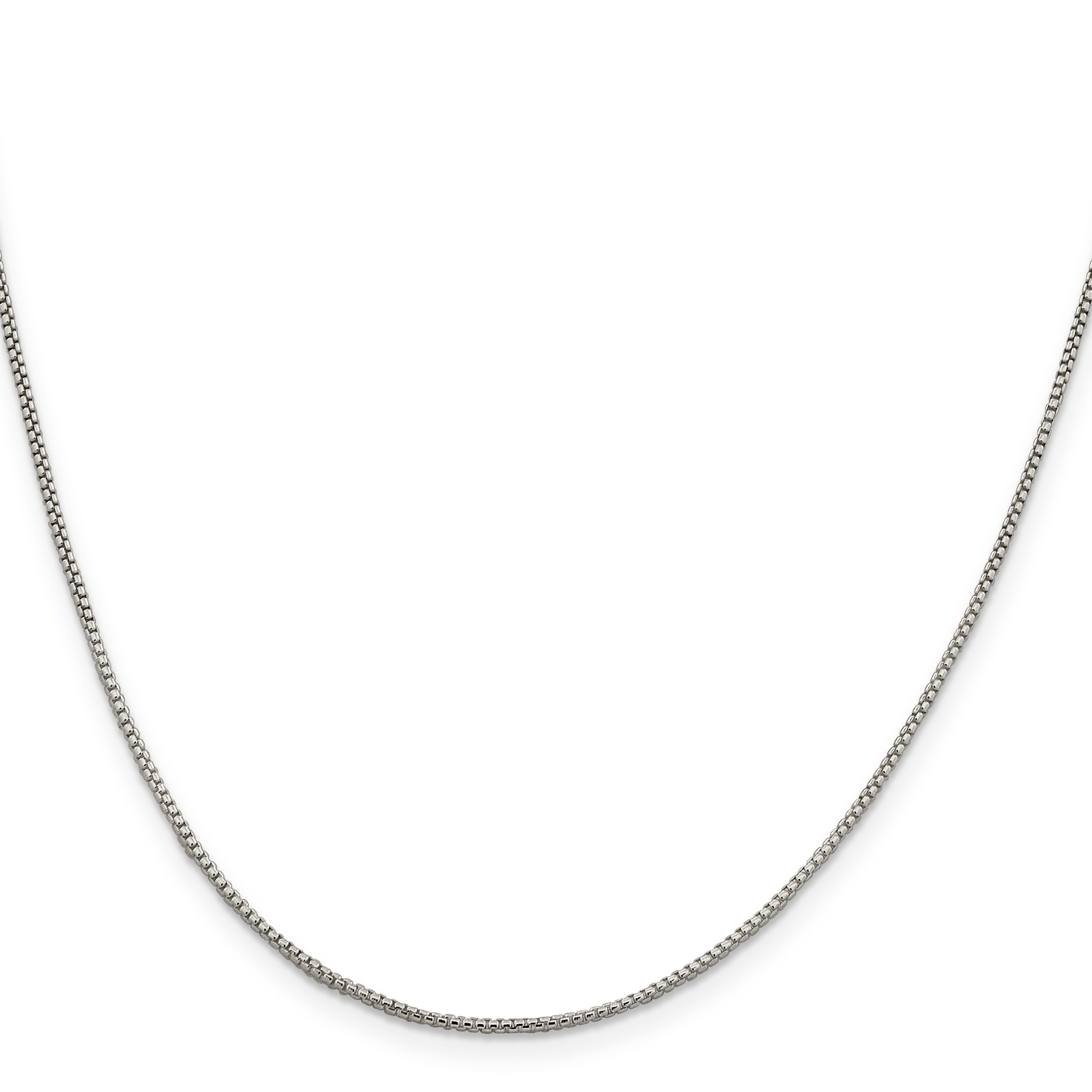 18 Inch Sterling Silver 1.25mm Round Box Chain W/2In Ext.