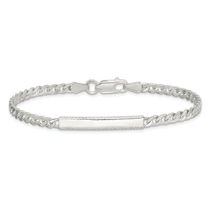 7 Inch Sterling Silver Diamond-Cut Engraveable Curb Link Id Bracelet