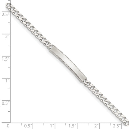 7 Inch Sterling Silver Diamond-Cut Engraveable Curb Link Id Bracelet