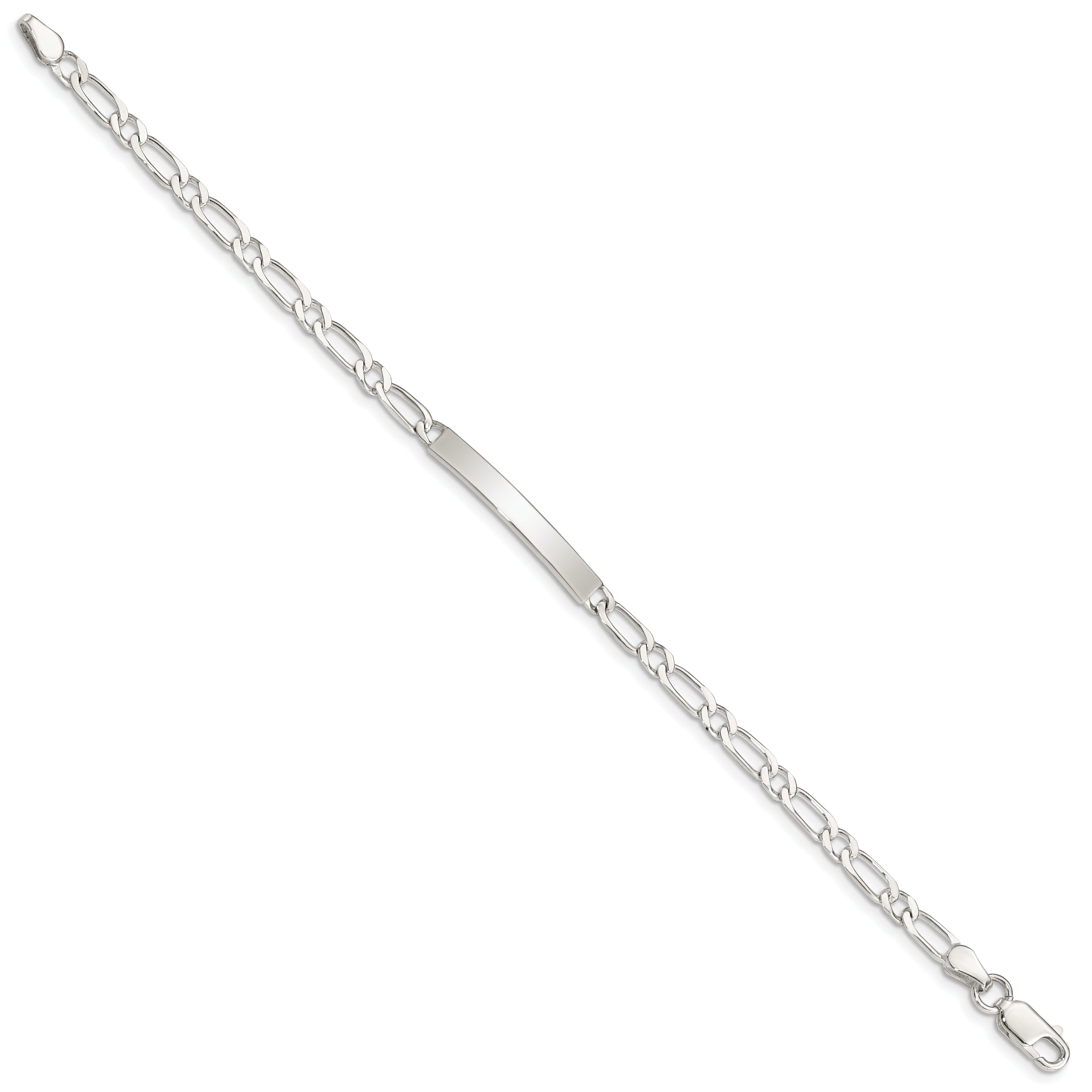 7 Inch Sterling Silver 7Inch Polished Engraveable 1 Figaro Link Id Bracelet