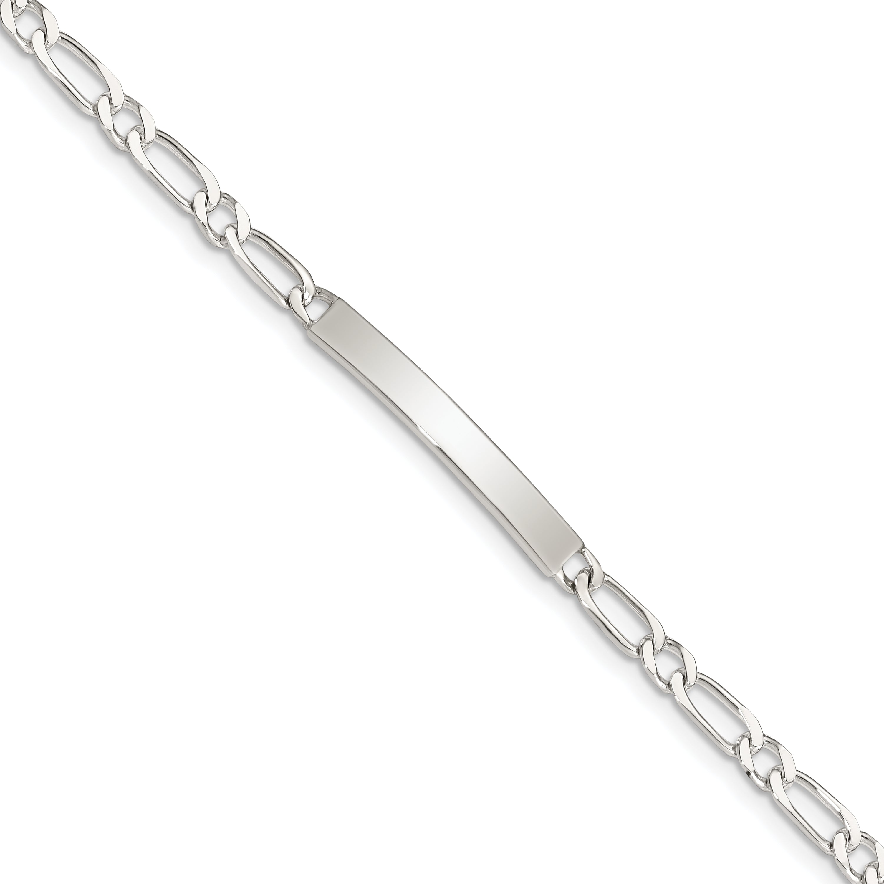 7 Inch Sterling Silver 7Inch Polished Engraveable 1 Figaro Link Id Bracelet
