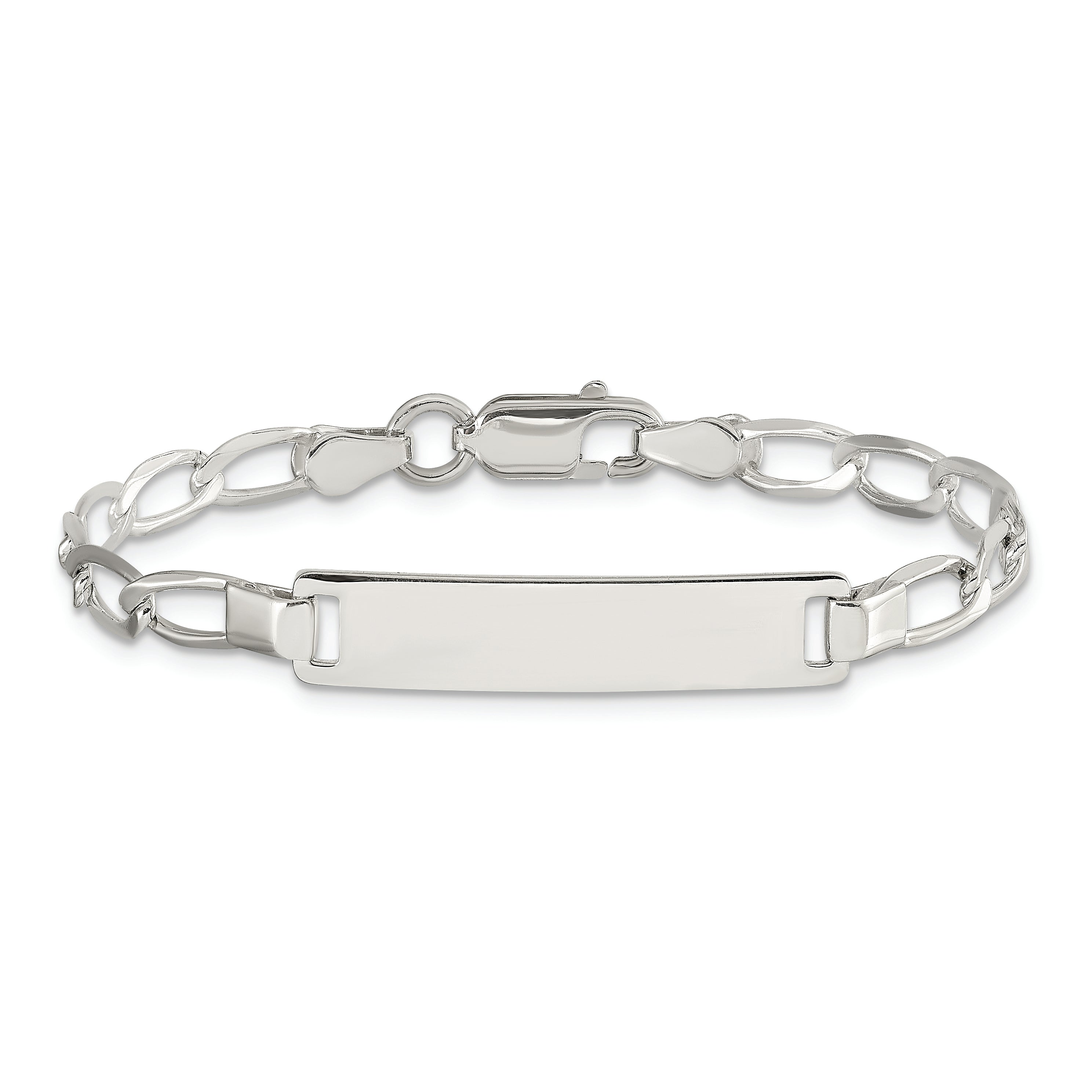 6 Inch Sterling Silver 6Inch Polished Engraveable Childrens Id Bracelet