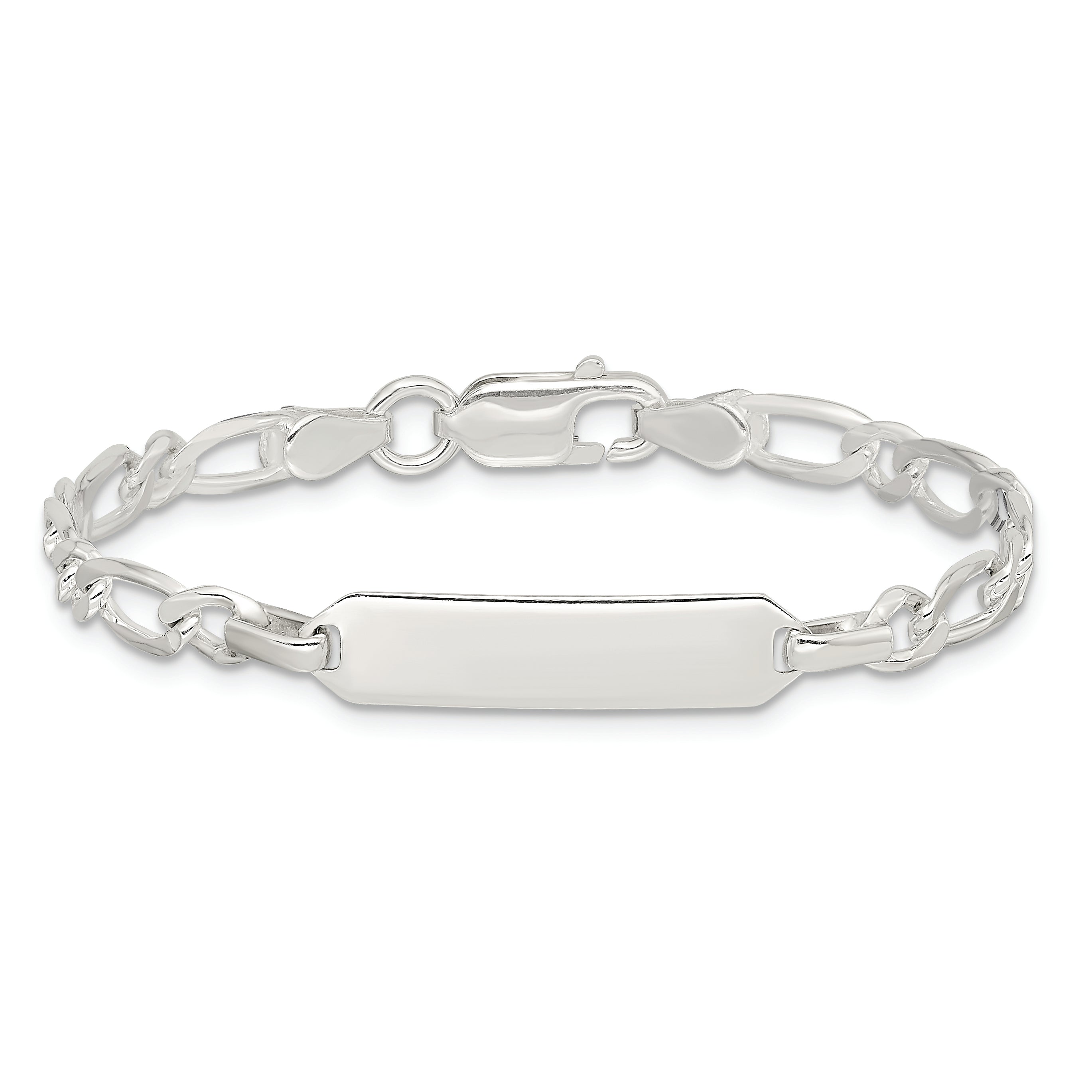 6 Inch Sterling Silver 6Inch Polished Engraveable Childrens Id Bracelet