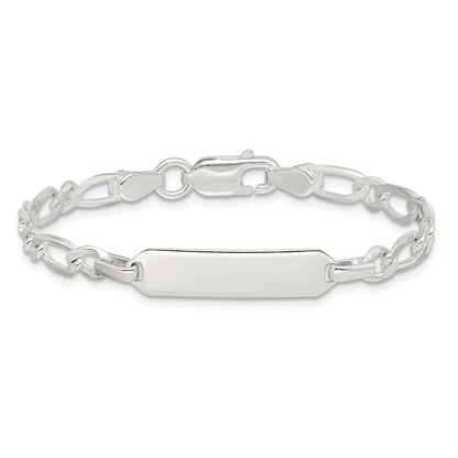 6 Inch Sterling Silver 6Inch Polished Engraveable Childrens Id Bracelet