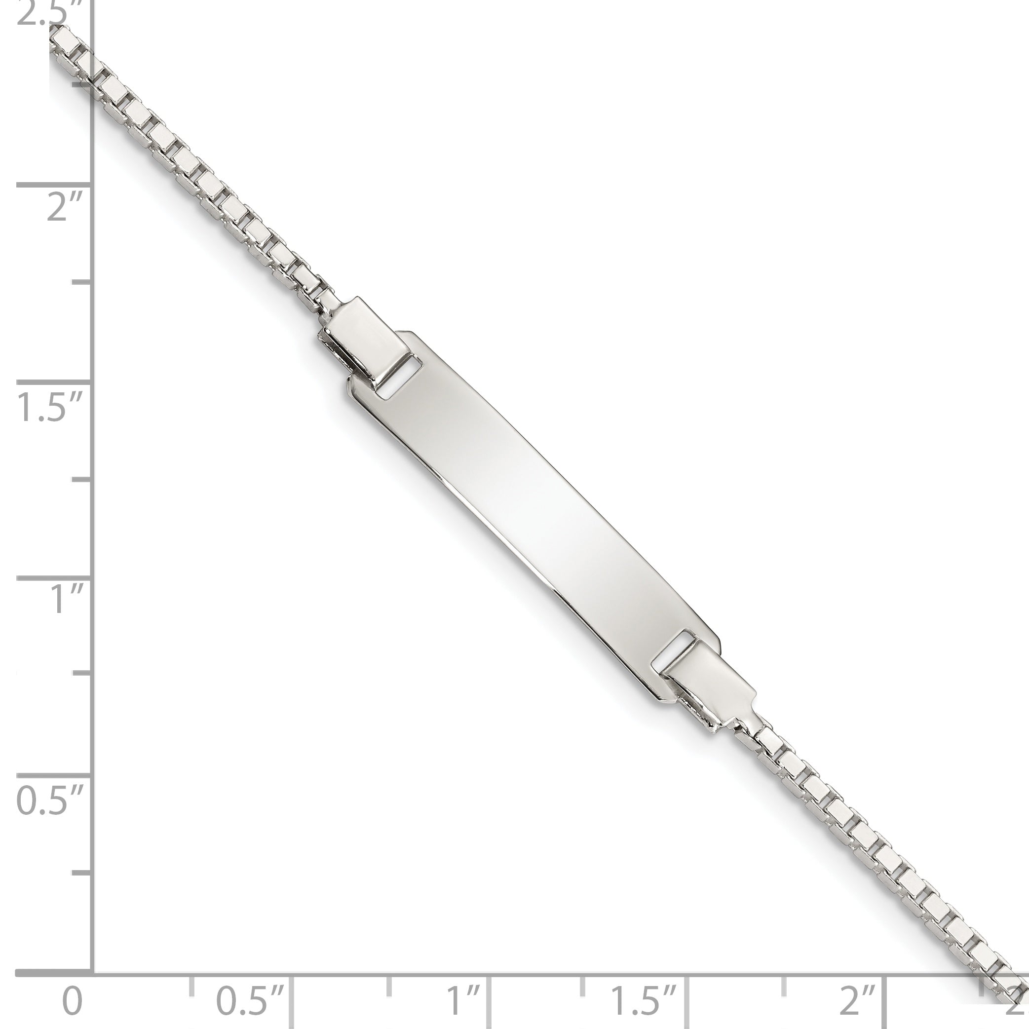 5.5 Inch Sterling Silver Engraveable Childrens Id On Box Chain Bracelet
