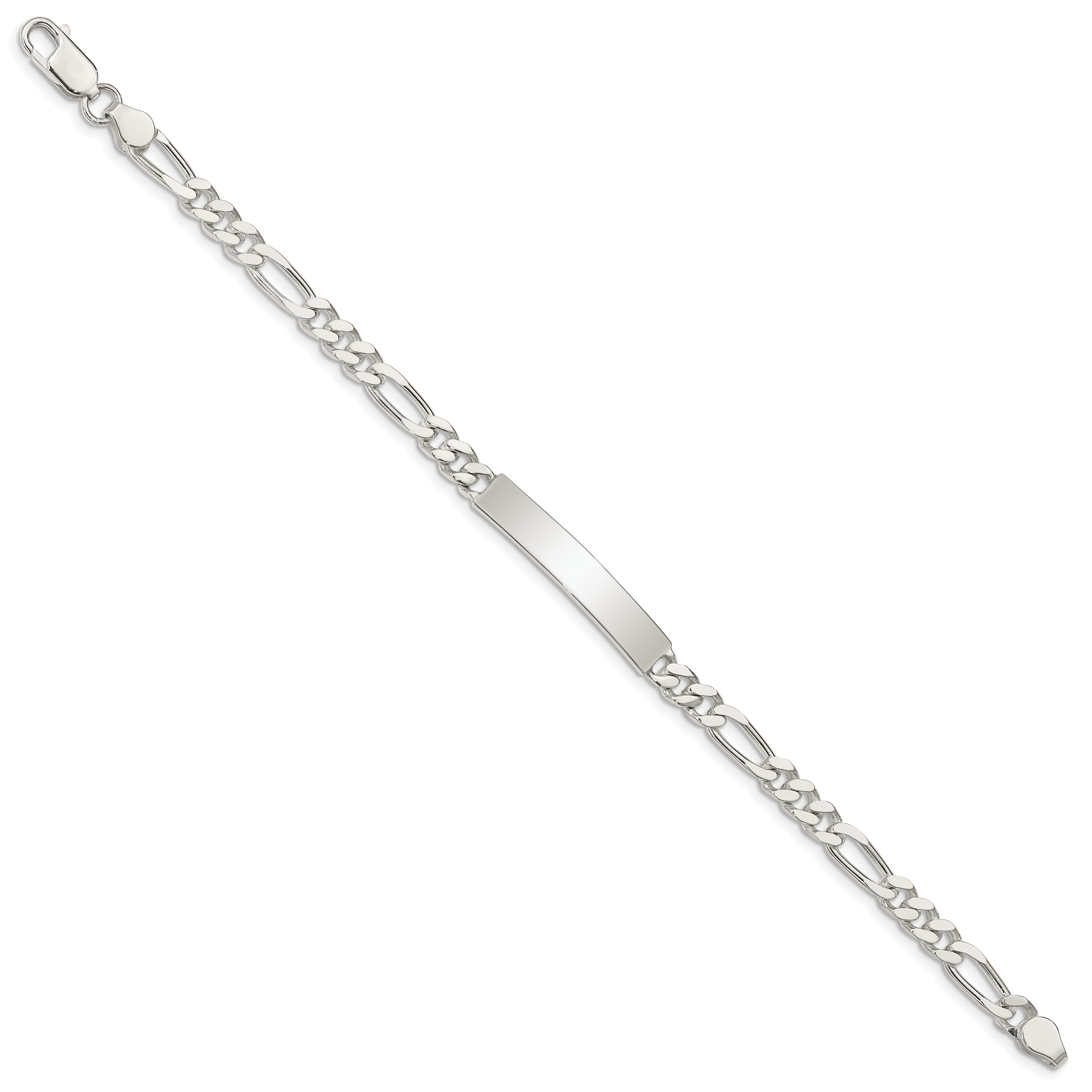 7.5 Inch Sterling Silver Polished Engraveable Figaro Link Id Bracelet