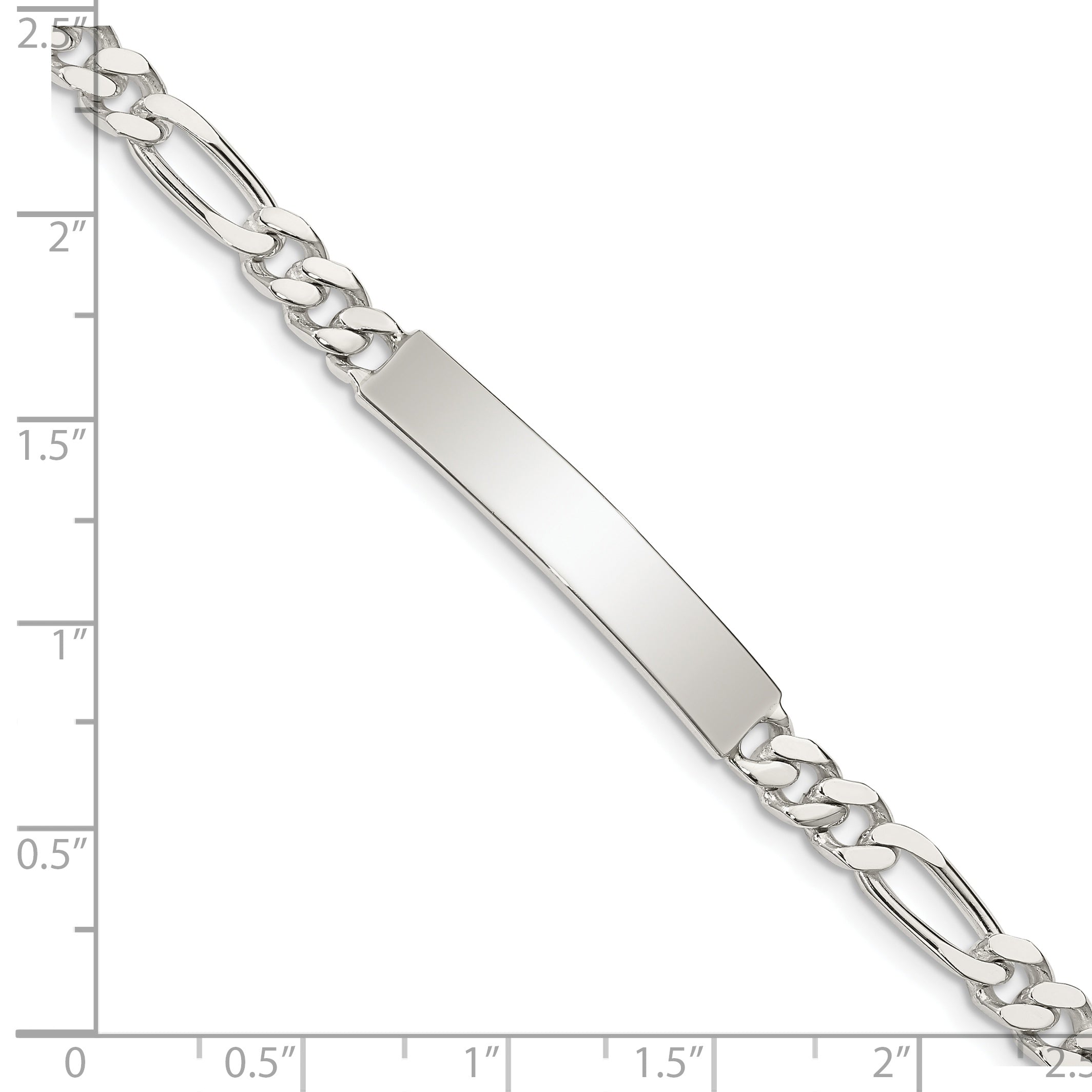 7.5 Inch Sterling Silver Polished Engraveable Figaro Link Id Bracelet