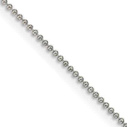 24 Inch Sterling Silver 1mm Beaded Chain Necklace