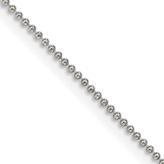 18 Inch Sterling Silver 1mm Beaded Chain Necklace