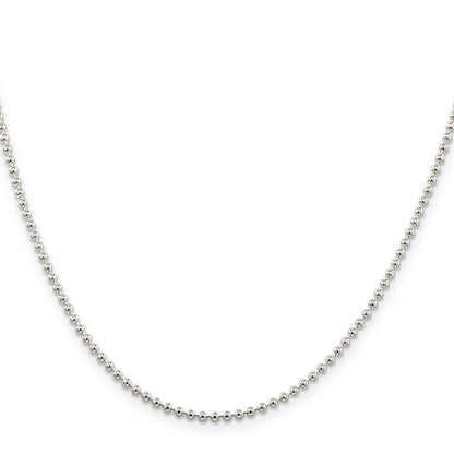 26 Inch Sterling Silver 2mm Beaded Chain Necklace