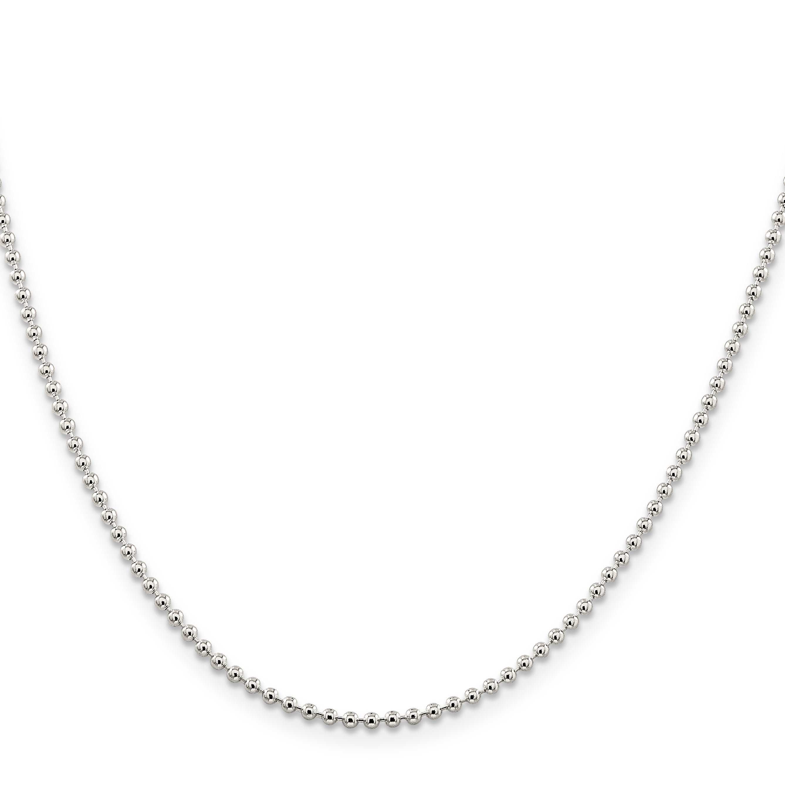 30 Inch Sterling Silver 2mm Beaded Chain Necklace