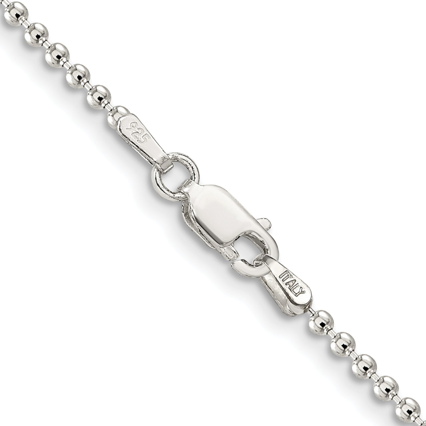 26 Inch Sterling Silver 2mm Beaded Chain Necklace