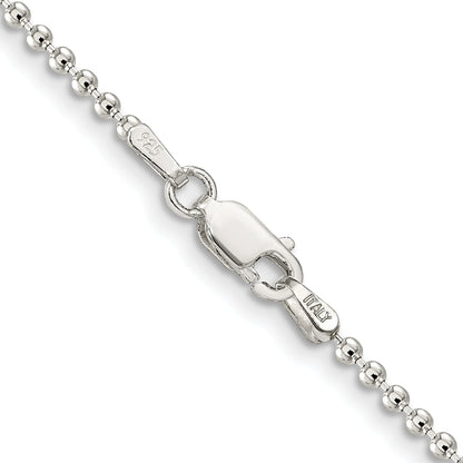 30 Inch Sterling Silver 2mm Beaded Chain Necklace