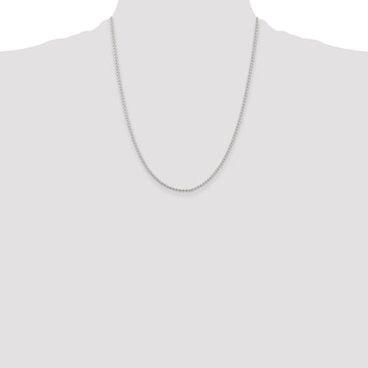 22 Inch Sterling Silver 2mm Beaded Chain W/4In Ext.