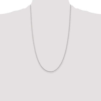 26 Inch Sterling Silver 2mm Beaded Chain Necklace