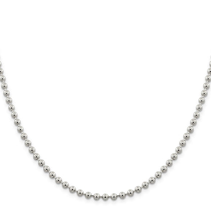 20 Inch Sterling Silver 4mm Beaded Chain Necklace