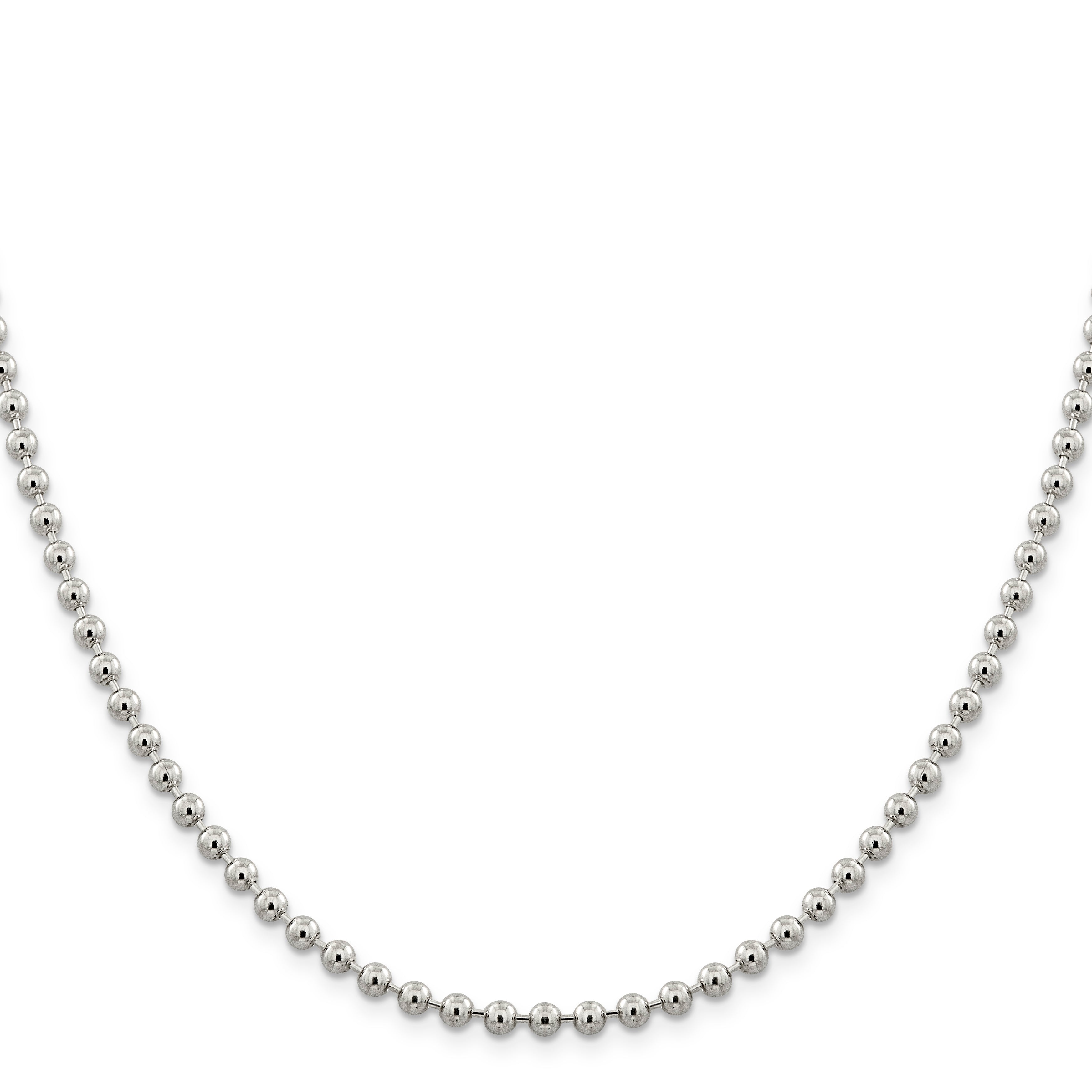 24 Inch Sterling Silver 4mm Beaded Chain Necklace