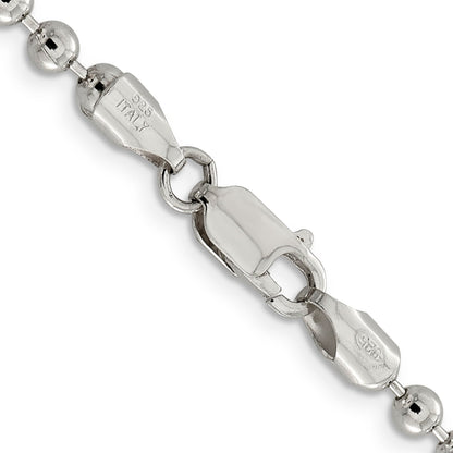 20 Inch Sterling Silver 4mm Beaded Chain Necklace
