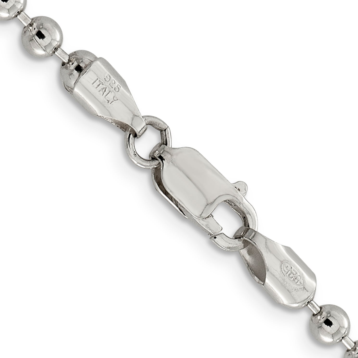 22 Inch Sterling Silver 4mm Beaded Chain Necklace
