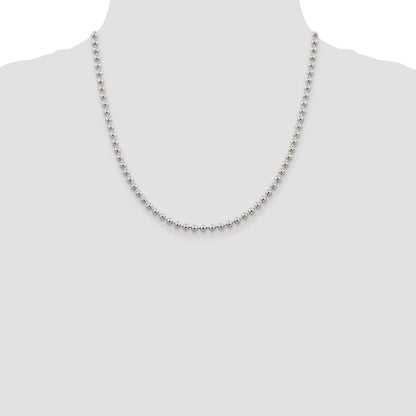 20 Inch Sterling Silver 4mm Beaded Chain Necklace