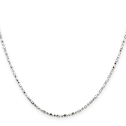16 Inch Sterling Silver 1.5mm Fancy Beaded Chain Necklace