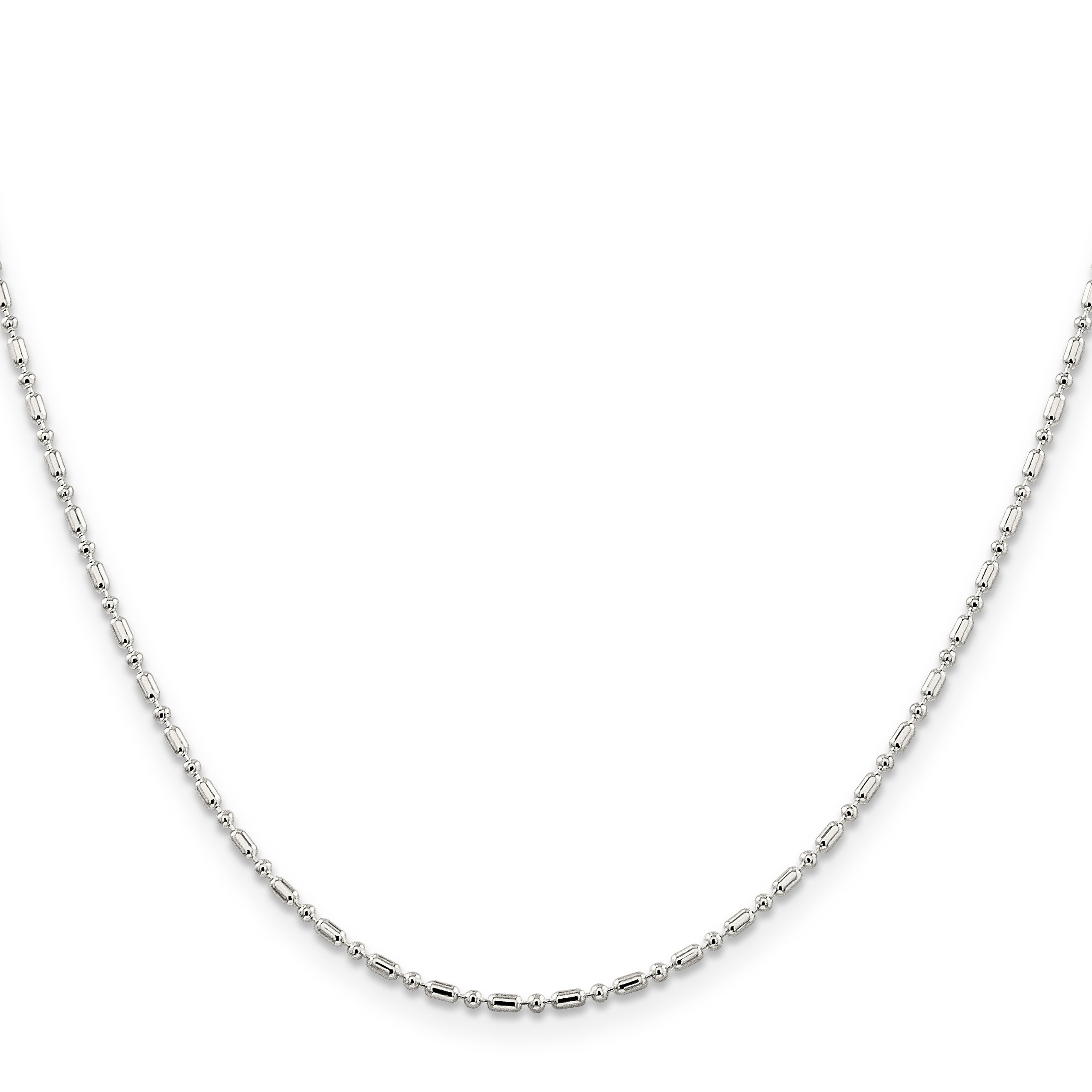 18 Inch Sterling Silver 1.5mm Fancy Beaded Chain Necklace