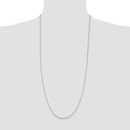 30 Inch Sterling Silver 1.5mm Fancy Beaded Chain Necklace
