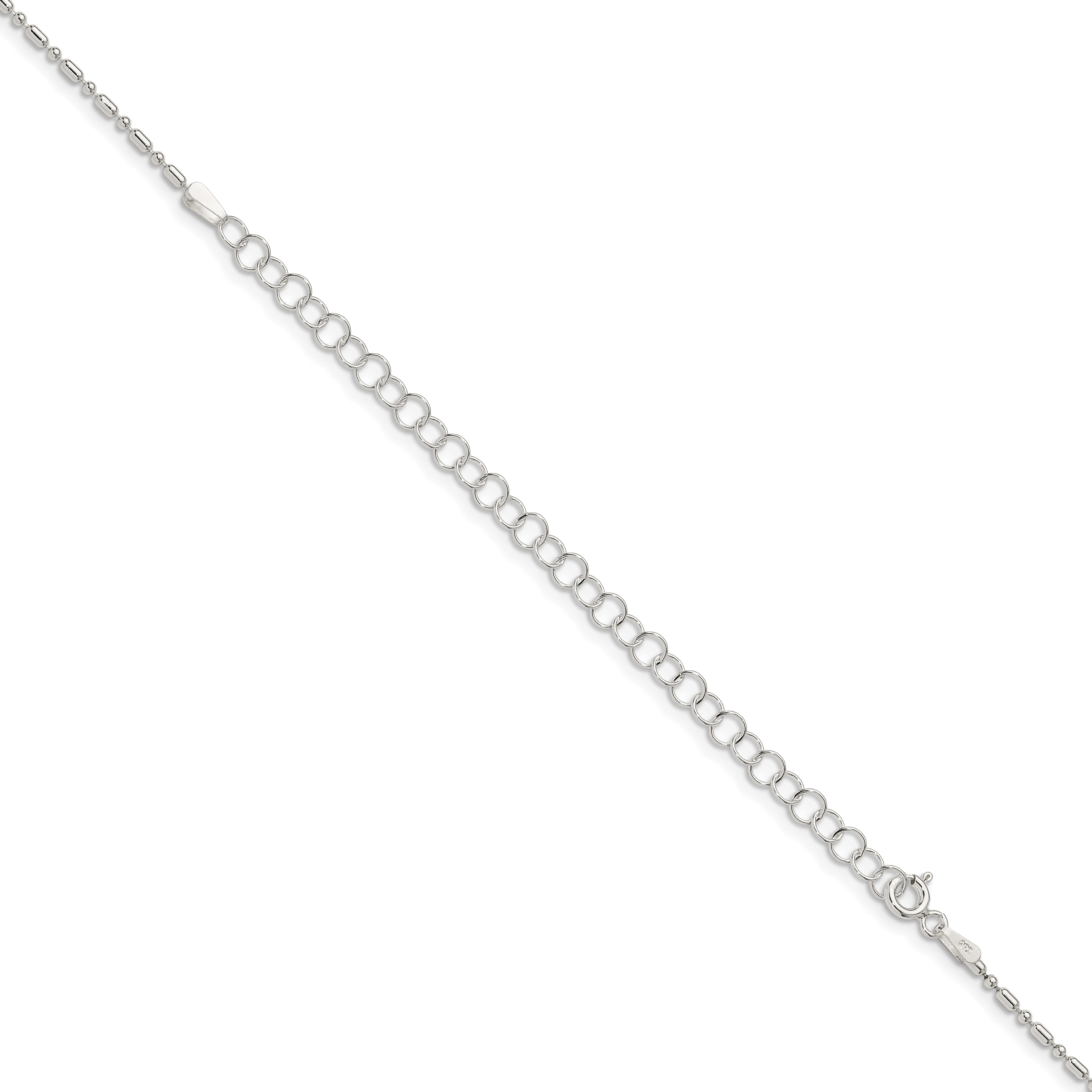 22 Inch Sterling Silver 1.5mm Fancy Beaded Chain W/4In Ext.