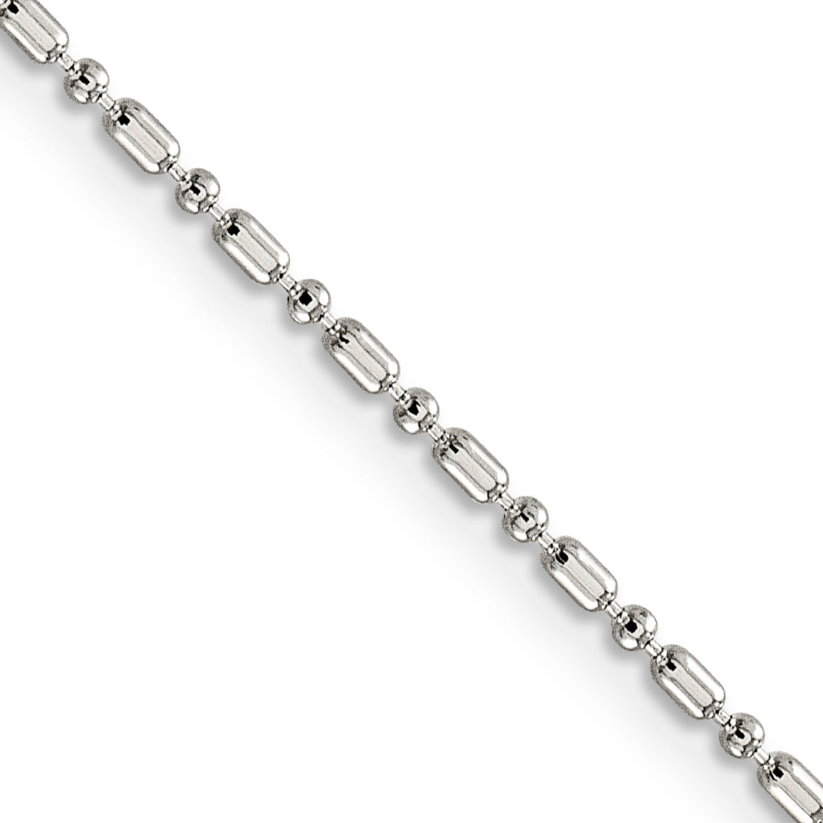 18 Inch Sterling Silver 1.5mm Fancy Beaded Chain Necklace