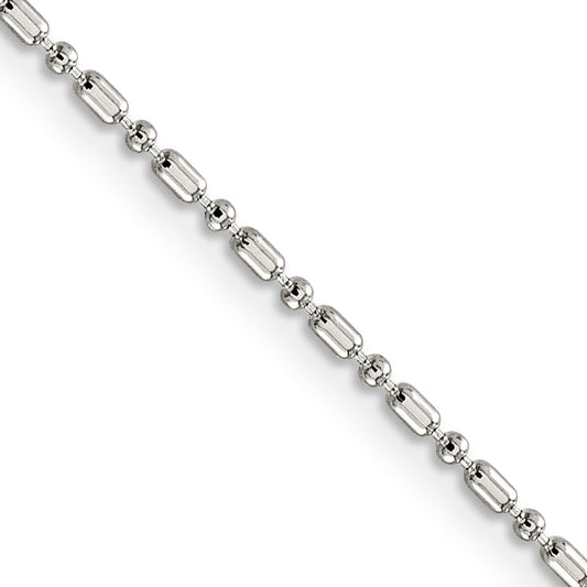 20 Inch Sterling Silver 1.5mm Fancy Beaded Chain Necklace