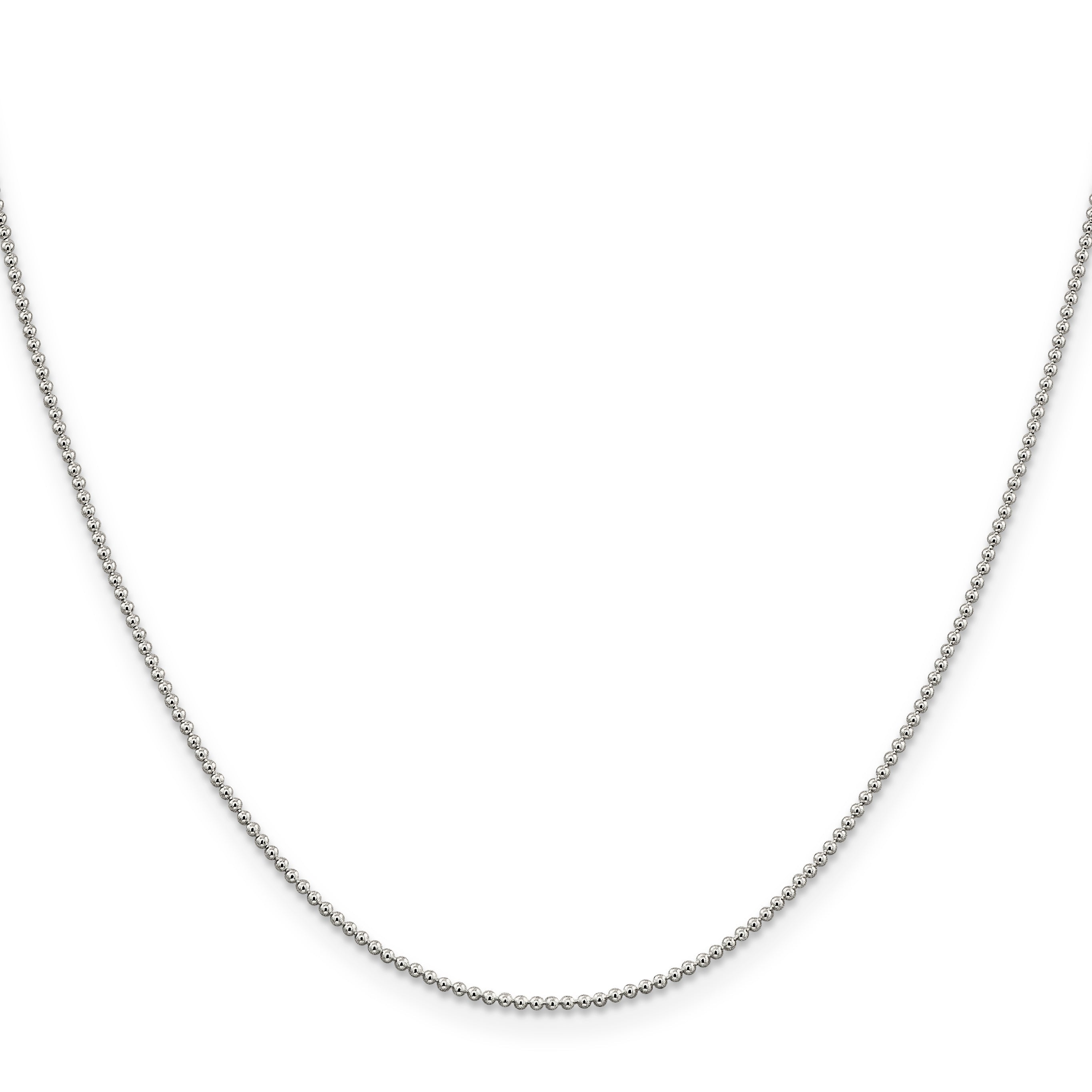 16 Inch Sterling Silver 1.25mm Beaded Chain Necklace