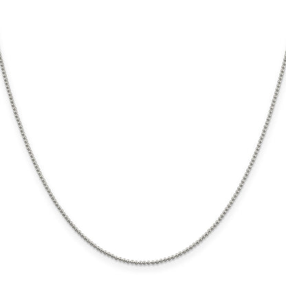 20 Inch Sterling Silver 1.25mm Beaded Chain Necklace