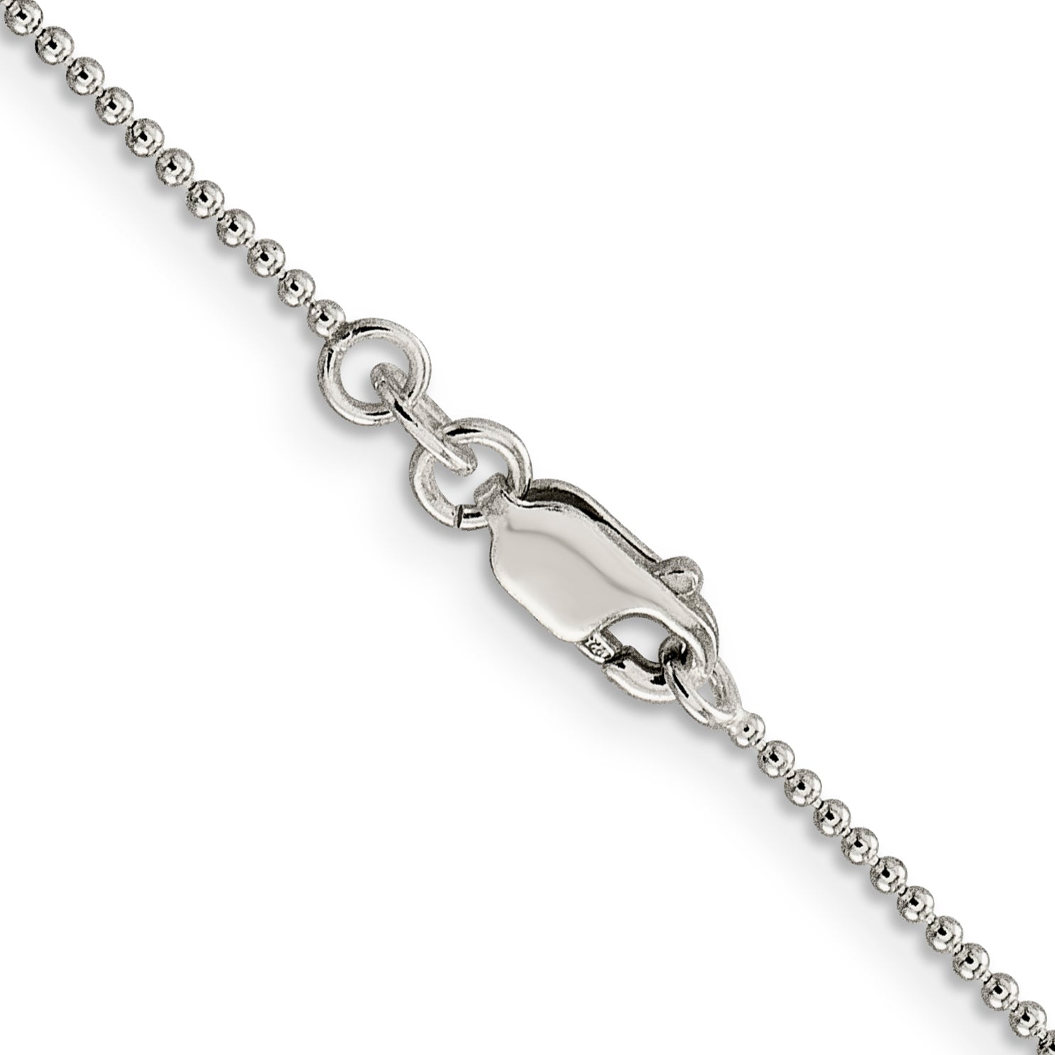 16 Inch Sterling Silver 1.25mm Beaded Chain Necklace
