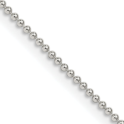 16 Inch Sterling Silver 1.25mm Beaded Chain Necklace