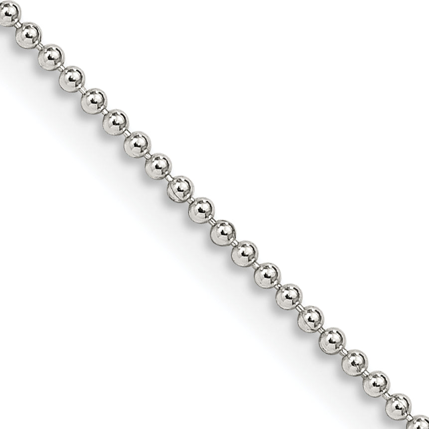 18 Inch Sterling Silver 1.25mm Beaded Chain Necklace
