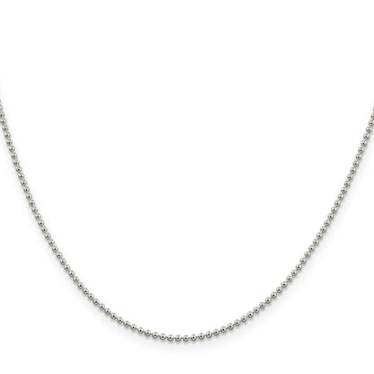 16 Inch Sterling Silver 1.5mm Beaded Chain Necklace