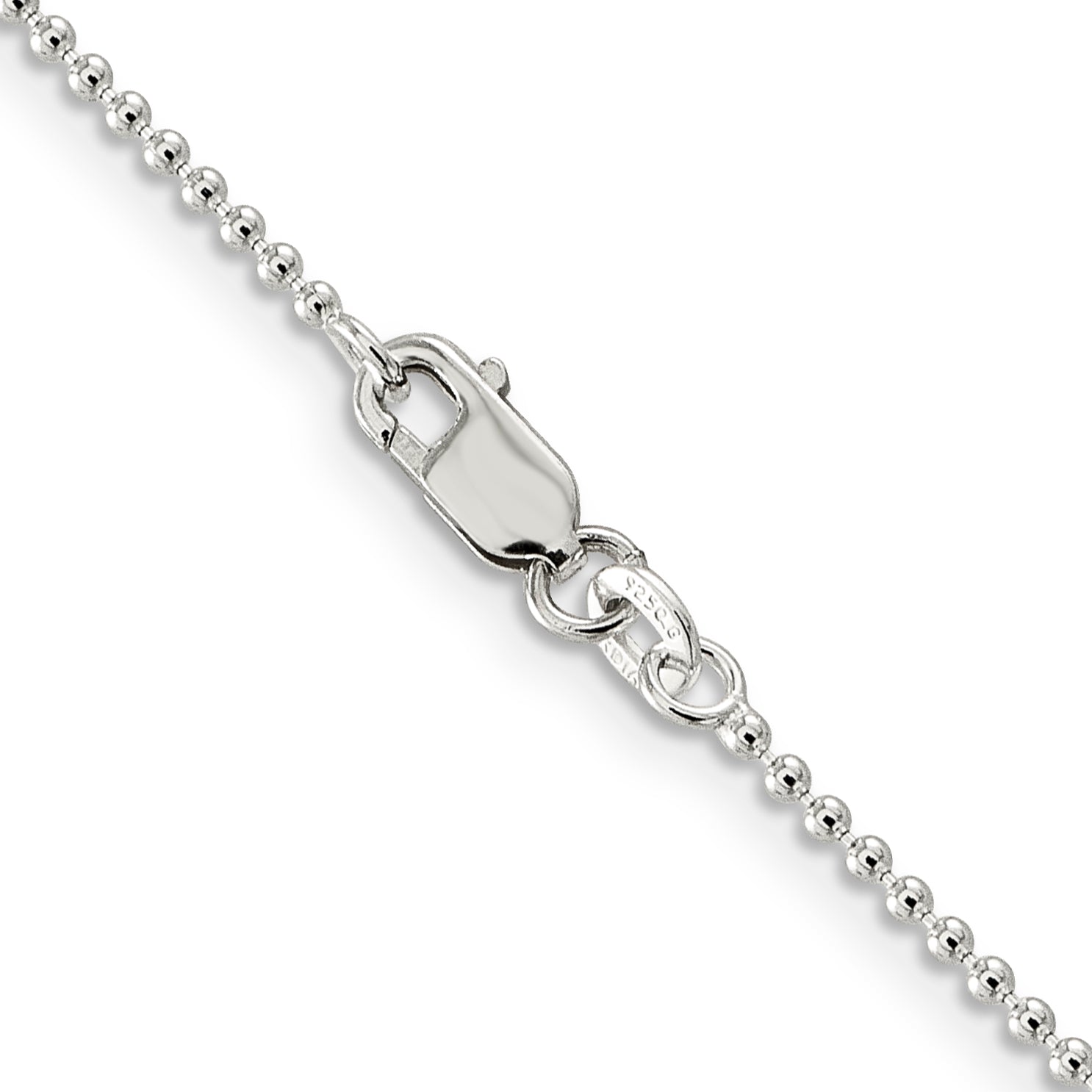 26 Inch Sterling Silver 1.5mm Beaded Chain Necklace