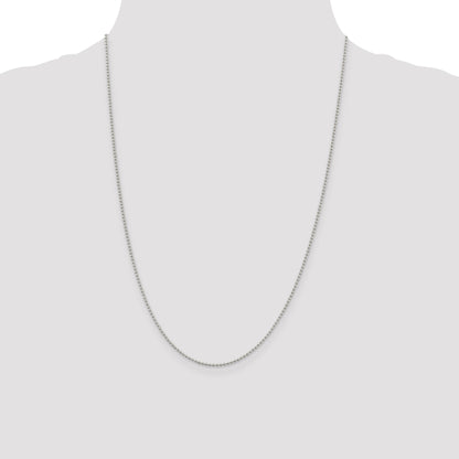 24 Inch Sterling Silver 1.5mm Beaded Chain Necklace