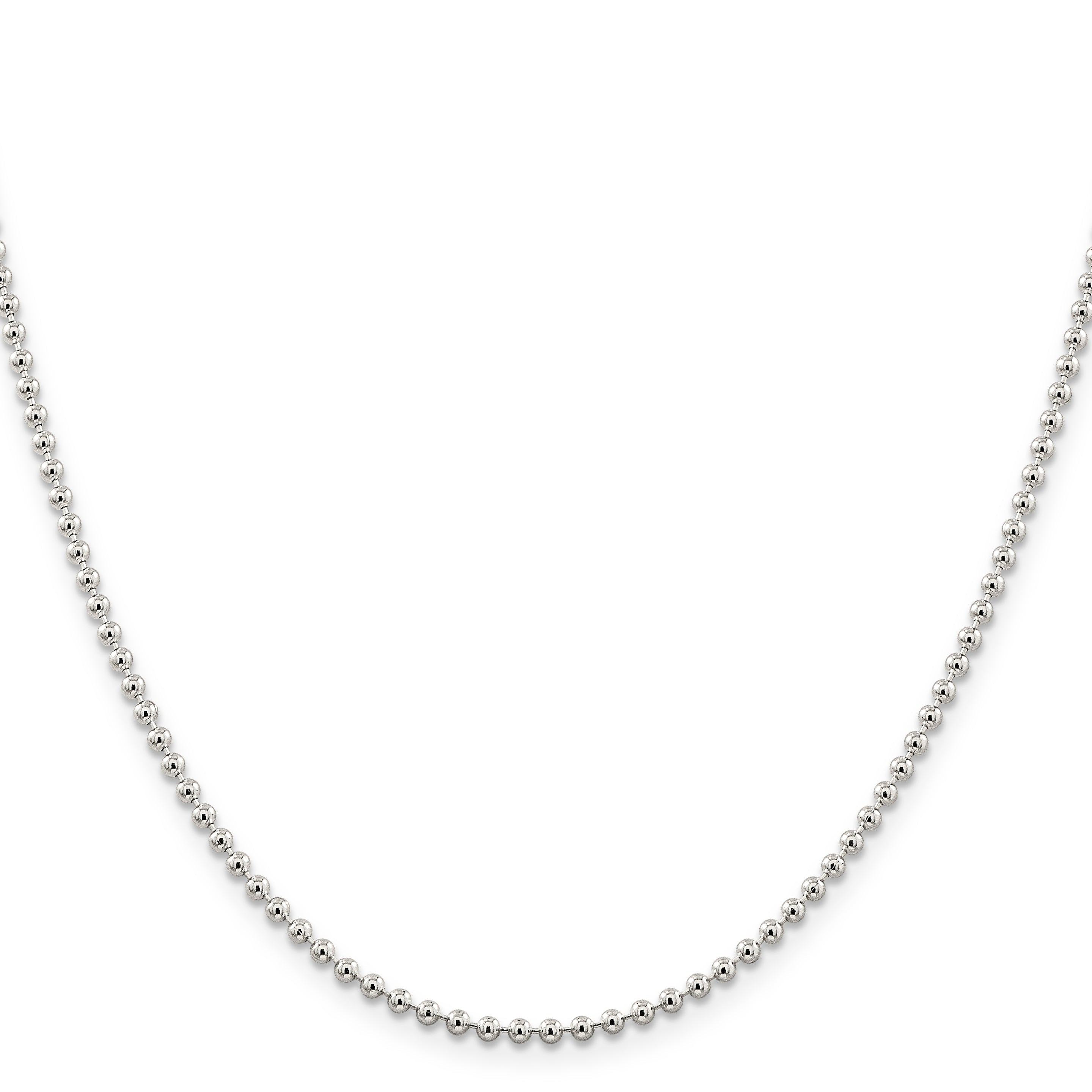 18 Inch Sterling Silver 2.35mm Beaded Chain Necklace