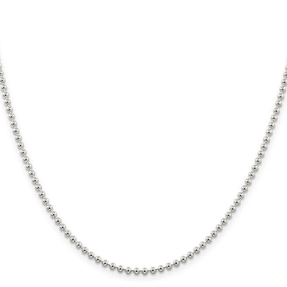 18 Inch Sterling Silver 2.35mm Beaded Chain Necklace